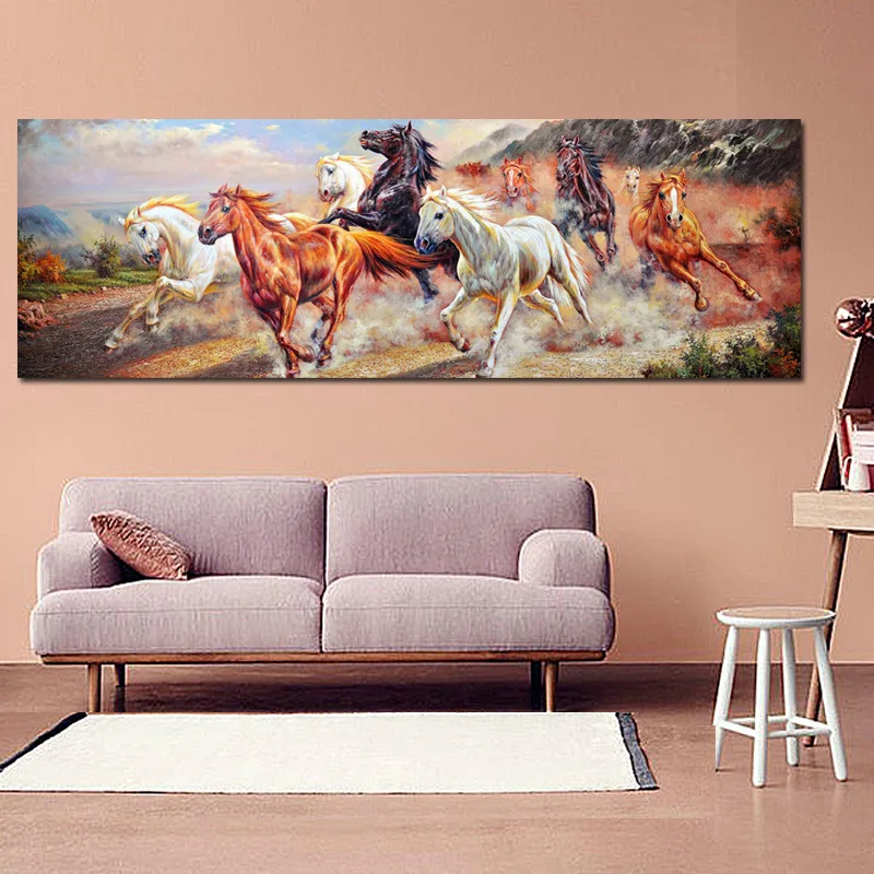 Abstract Nine Running Horse Pop Art Cuadros Canvas Painting& Calligraphy HD Print Poster Modern Wall Pictures For Living Room