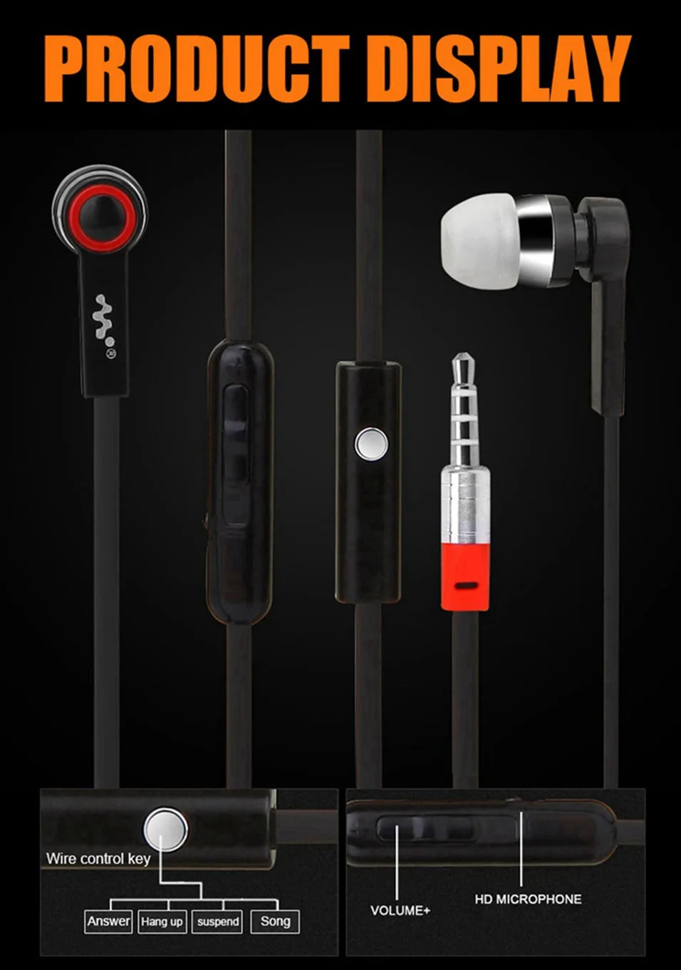 WhaY 3.5mm In-Ear Wired Earphone with Mic Hifi Stereo Headphones for iPhone Xiaomi Samsung PC MP3 Sport Earphone Gaming Headset  (2)