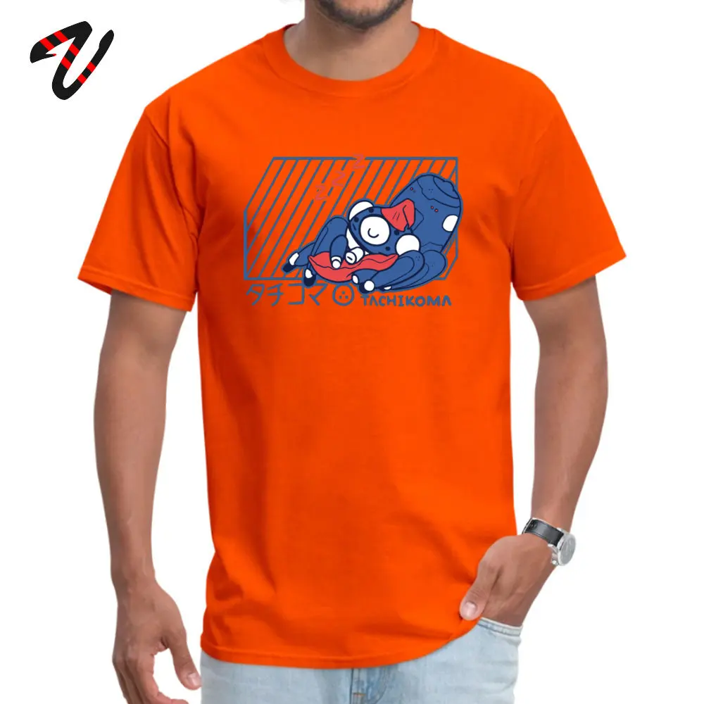Funny Adult Tops T Shirt TACHIKOMA Printed T-Shirt Cotton Fabric Short Sleeve Simple Style Tee-Shirts Crewneck TACHIKOMA 16193 orange