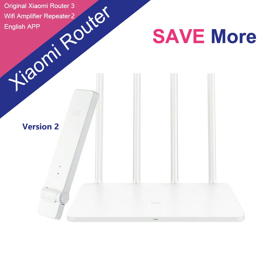 

New Original Xiaomi Mi WIFI 2.4G/5GHz Dual Band Router 3 and WiFi Repeater 2 Amplifier 2 Kit English Version APP Control