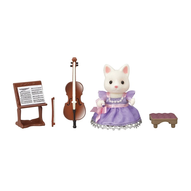 Sylvanian Families пушистый кукольный домик с животными рисунок Шелковый Кот и виолончель детский подарок для девочек#6010 Новинка