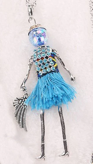 YLWHJJ новые милые многоцветные Стразы кукла длинное колье с кисточками для женщин популярный бренд кулон для девочек металлические Макси модные украшения - Окраска металла: Photo Color
