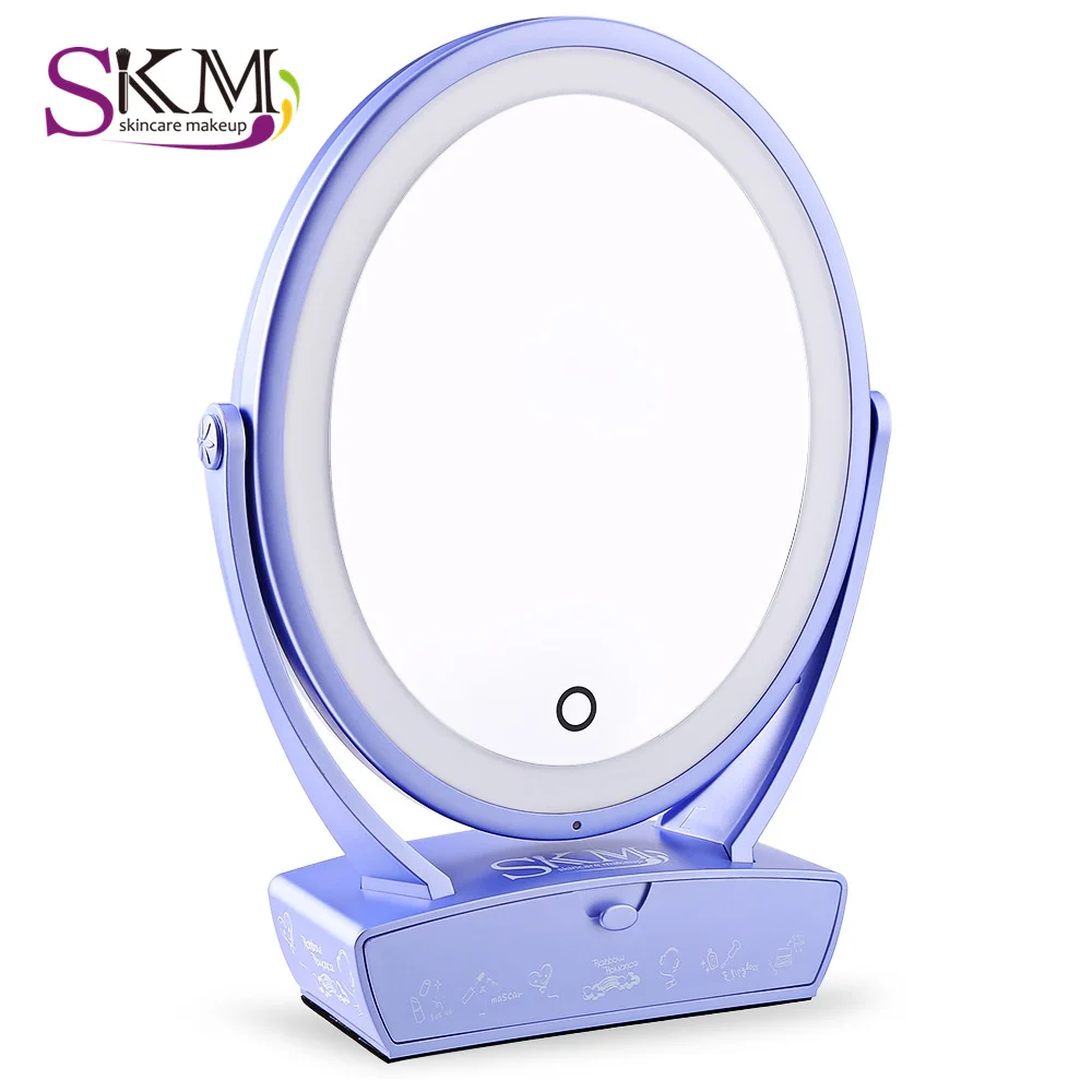 SKM Brand Double sided LED Lighted Makeup Mirror with 5X Magnification