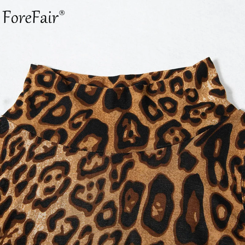 Forefair, сексуальные леопардовые боди для женщин,, без рукавов, на шее, с открытыми плечами, животный принт, комбинезон, водолазка, летний Боди