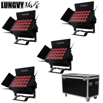 

Free Shipping 4pcs/lot Flight Case Packing 24x12W RGBW 4 IN1 Wide LED Wall Washer Light Photo Studio Dimmable Light