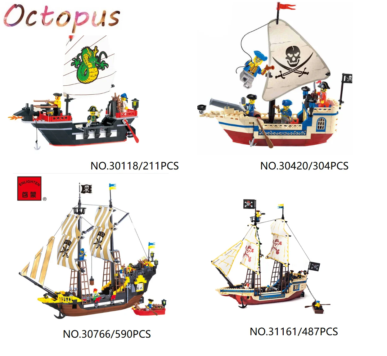 

Enlighten Pirate series Black pearl RMS ship boat building blocks Model Educational children DIY toys