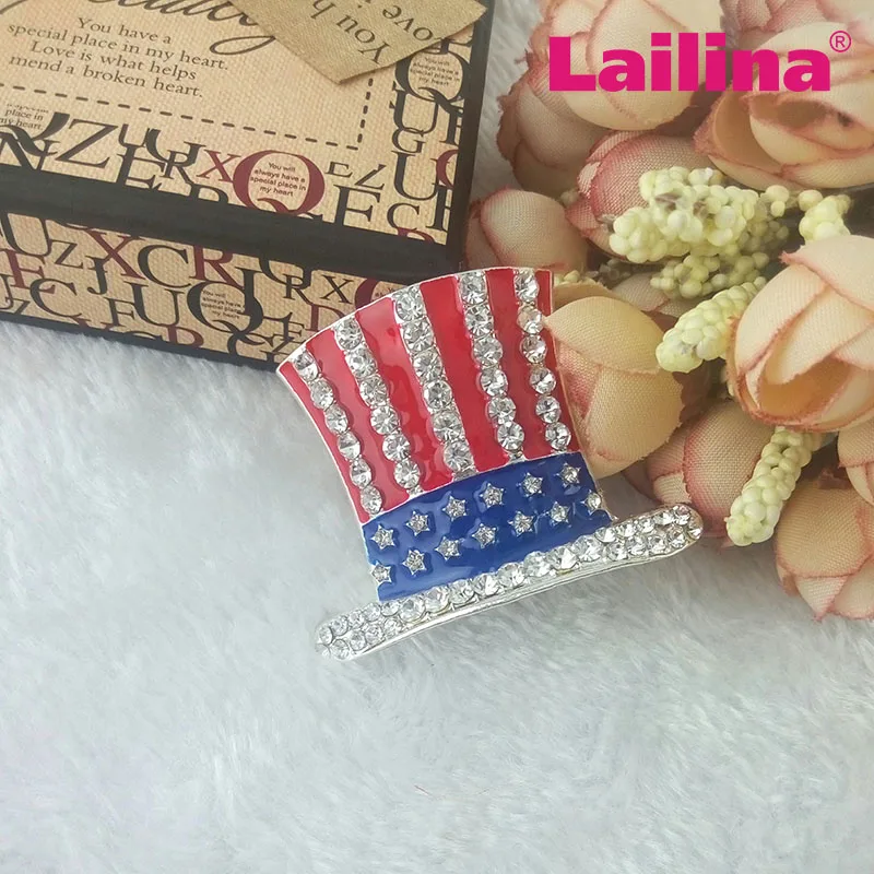 

wholesale Hat Pin US Ballot American USA Patriotic Flag rhinestone Brooch 4th of July Veterans' Day Charm