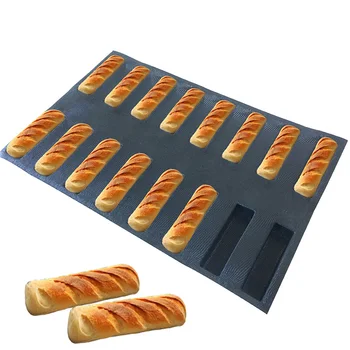 

39X59CM Perforated silicone Bread Baking Form 16 channels bread baking tray Square woven glass fabric Nonstick tray