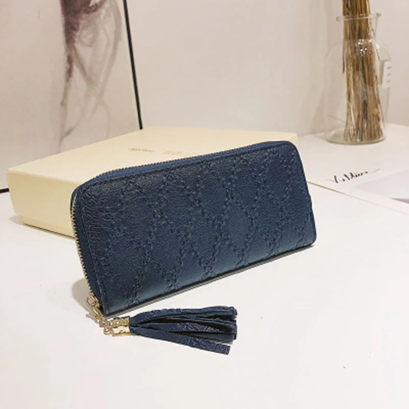 

RURU monkey Women Long Wallet Large Capacity Zipper Diamond Lattice Wallet Women Note Compartment Photo Holder Fashion Wallets