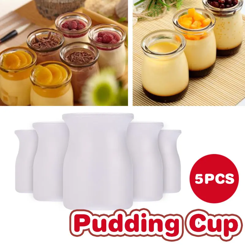 

5PCS Pudding Cup Smoothie Cup and Lids Plastic Cups Transparent Disposable Tableware Summer Party Mousse Smoothie Salad Wedding