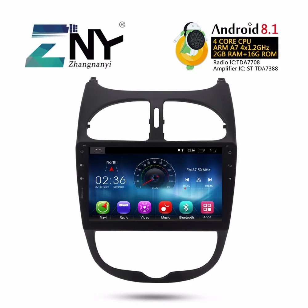 

9" Android 8.1 Car Stereo Auto Radio For Peugeot 206 2000-2016 GPS Navigation FM RDS Wifi BT Audio Video Multimedia Gift Camera