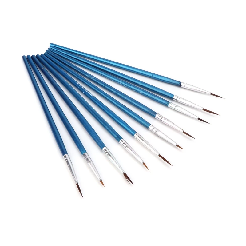 10Pcs Nylon Hair Artist Paint Brush Acrylic Watercolor Round Fine Hand Point Tip 10pcs round artist paint brushes set synthetic nylon pointed tips for acrylic oil watercolor gouache art face body painting