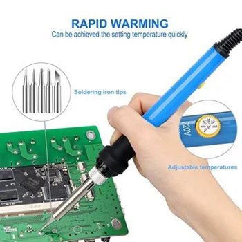 

60W 220V 110V Electric Soldering Iron Set Tool Kit Solder Wire Tips Stand ALI88