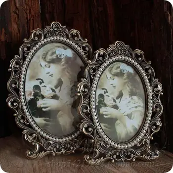 

European7inch oval bronze color picture frame album photo vintage frame card album medal holder for home decoration XC061