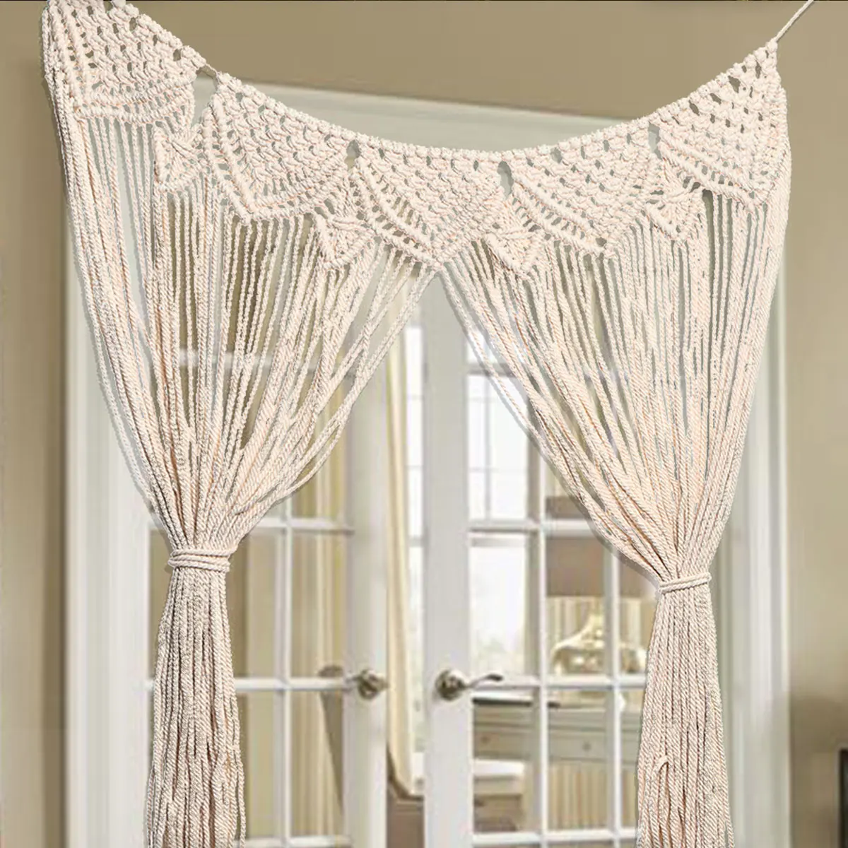 KiWARM 1 piezas 81x115 cm macramé pared colgante tapiz Sala divisor puerta ventana cortina boda telón de fondo decoración del hogar suministros