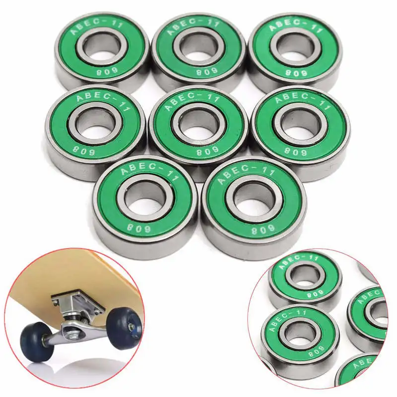 8Pcs 608 ABEC - 11 Skate Roller Inline Skating Scooter Bearing Green Shields Chrome Steel Bearings For Scooter Parts Accessories