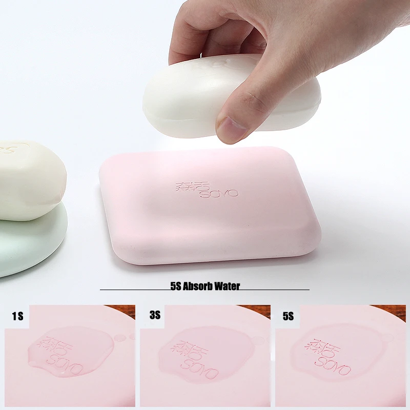 

Creative Soap Dish Water Diatomite Box Drain Tray Strong Sucker Soapbox Draining Holder Bathroom Storage Rack Plate Container