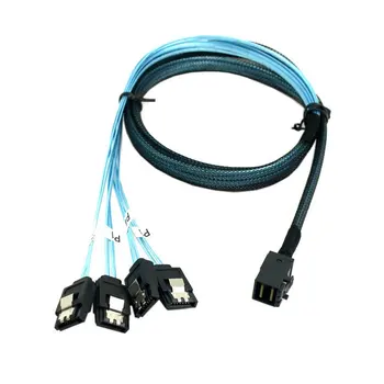 

Internal Mini SAS SFF-8643 Host to 4 SATA 7pin Hard Disk Fanout 6Gbps Data Server Raid Cable 1m 100cm 3ft