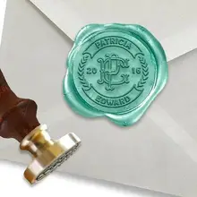 Нажмите больше фотографий: свадебные персонализированные пользовательские Воск печать штамп на 1 1/" die-#361 имена и даты с baelon переплетаются Init