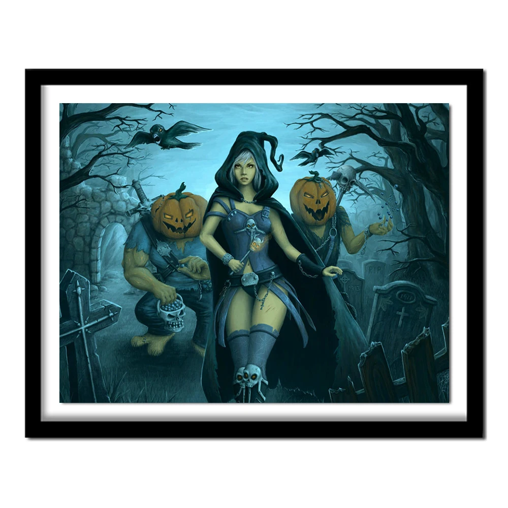 

Full Square Diamond Painting Fairy tale witch 5D DIY Diamond full Drill Picture of Rhinestones Handmade halloween Gift