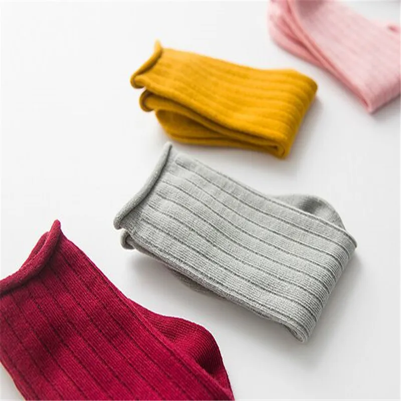 Kids Socks Cotton Solid Socks for Girls Striped Boy Baby Clothes Accessories