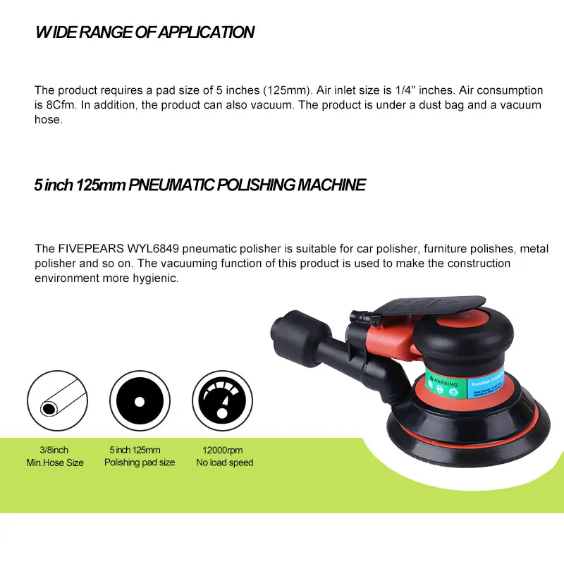 FIVEPEARS Air Random Orbital Sander low noise lightweight Machine 5 Inch Circle Round Pad air Sanders with Vacuum free shipping FIVEPEARS Air Random Orbital Sander low noise lightweight Machine 5 Inch Circle Round Pad air Sanders with Vacuum free shipping