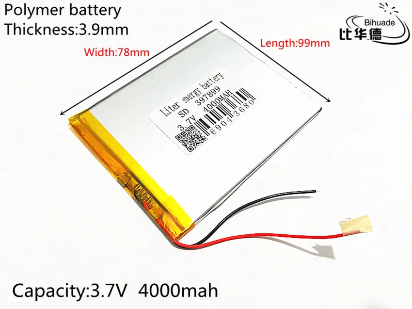 Bateria de Iões de Lítio Li-ion para Tablet Frete Grátis 3.7 v 4000 Mah Polímero Bateria pc 7 Polegada 8 5 Pcs 397899 - Image 3