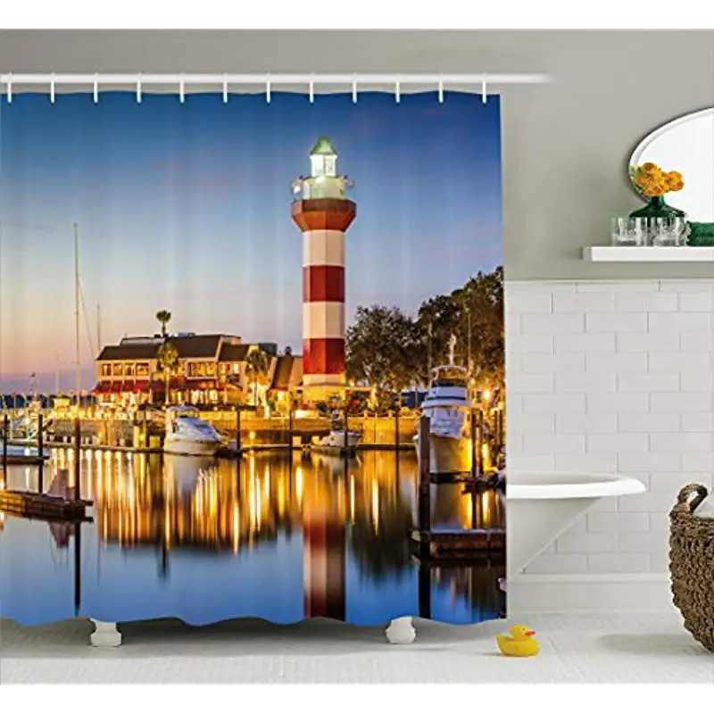 Vixm United States Shower Curtain Hilton Head South Carolina Lighthouse