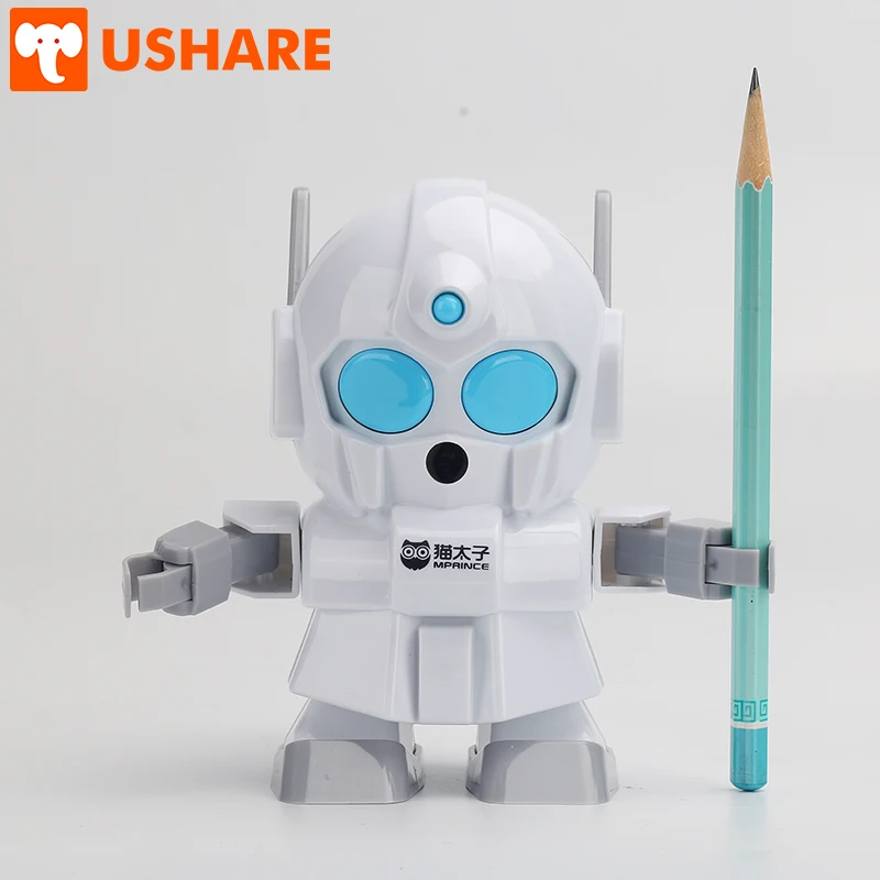 

USHARE Mechanical Pencil Sharpeners Machine Newest Movable Standard Metal Robot Cartoon Office Pencil Sharpener For School Kids