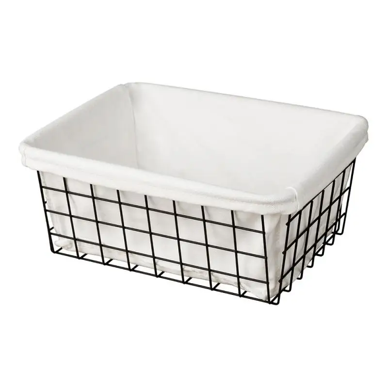 Metal Cloth Storage Basket Desk Sundries Cosmetic Organizer Wardrobe