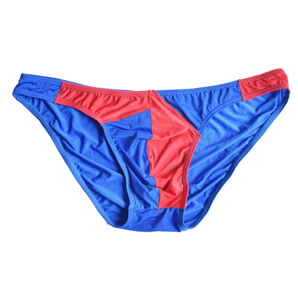 

Sexy Underwear Men Briefs Shorts homme Thin Ice Silk Panties Patchwork Low Waist U Convex Pouch Underpants Cueca calzoncillos