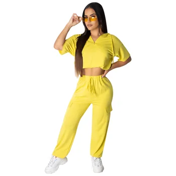 

Spring Summer Women Two Piece Set Top and Pants Plus Size Outfits Tracksuit Sweatsuit Outfit Solid Hooded Top and Trousers Sets
