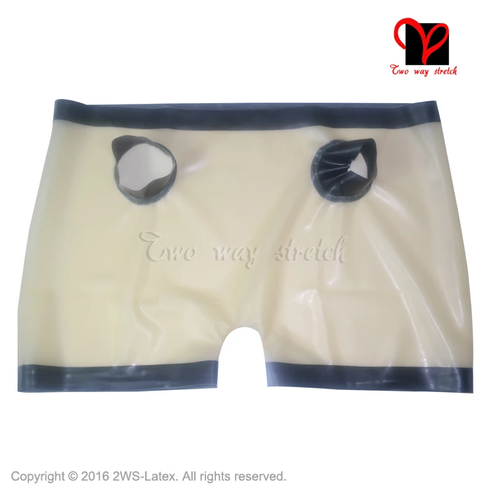 

Sexy transparent Rubber Underwear Latex two holes front panty with trims Pants briefs thongs tanga Underpants shorts KZ-064