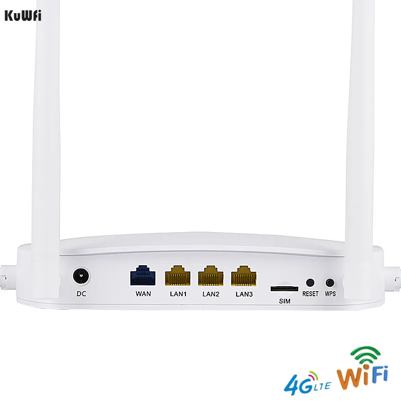 KuWfi 4G маршрутизатор CPE LTE 3G/4G Wi Fi 300 Мбит/с Беспроводной 4 шт. внешними антеннами