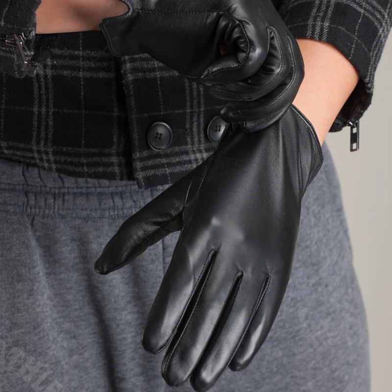 Fashion Luxury Men Winter Gloves Men's sheepskin Wrist Solid Male