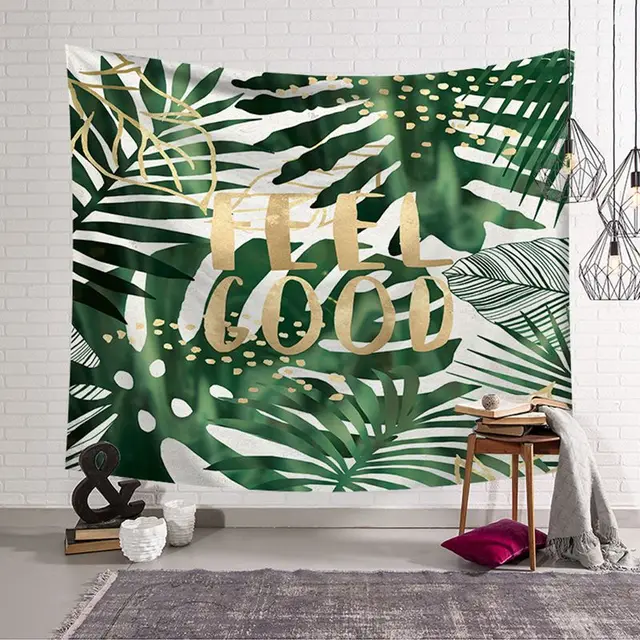 Green Tropical Plant Tapestry Quotes And Leaf Leaves Beach Mat Green Tropical Plant Tapestry Quotes And Leaf Leaves Beach Mat Modern Hanging Wall Cloth Tapestries Dorm