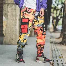 Осень 2018 новые мужские хип-хоп маленькие карманные камуфляжные брюки