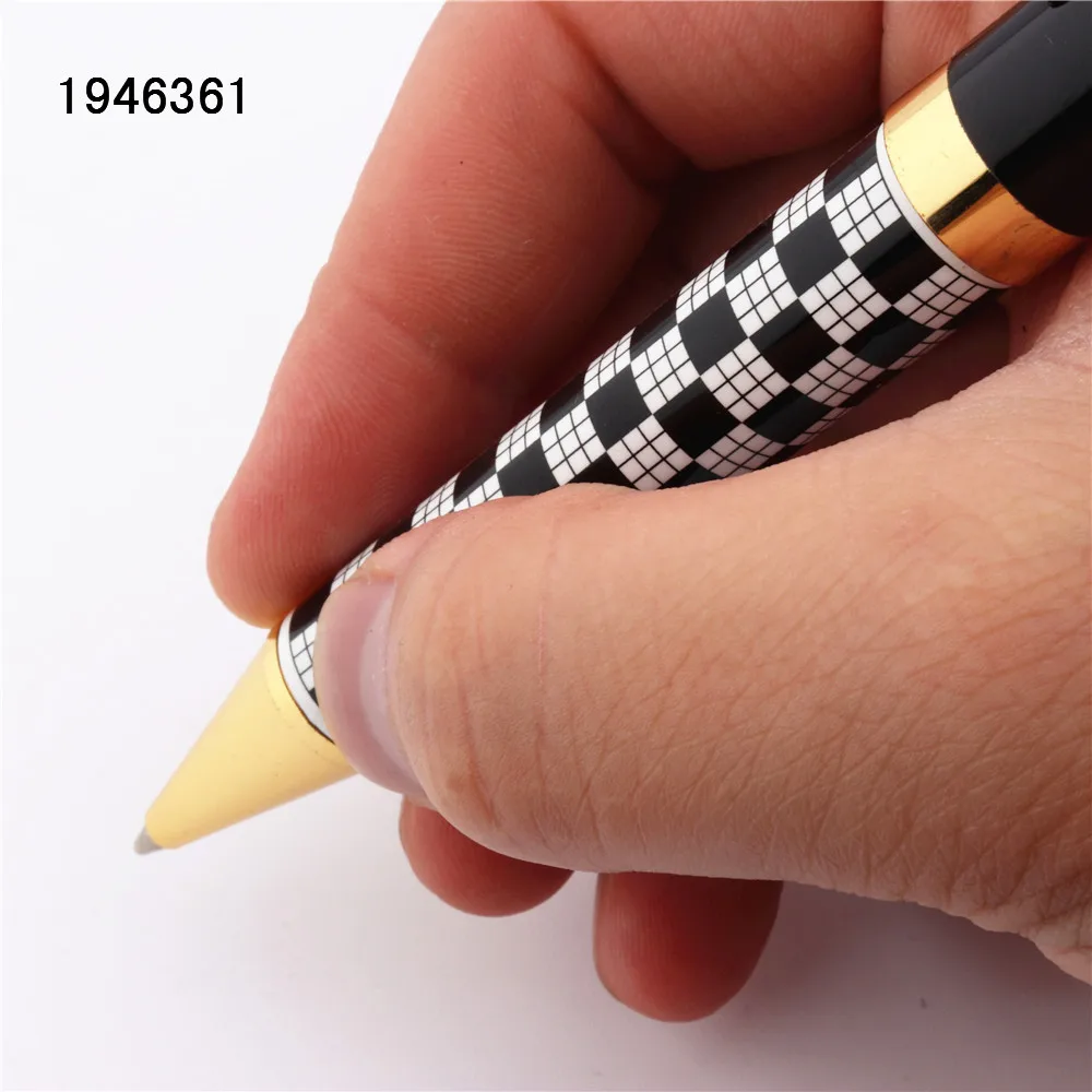 Роскошные Высокое качество 500 белый и черный шахматная бизнес офисные синие чернила Шариковая ручка