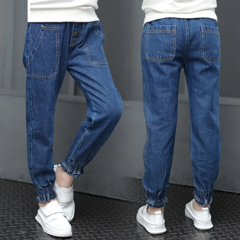

Girls 4-12 Years Winter Autumn Elastic Waist Harem Jeans Denim Pants Casual Fashion Thicken Warm Fleece Full Length Trousers