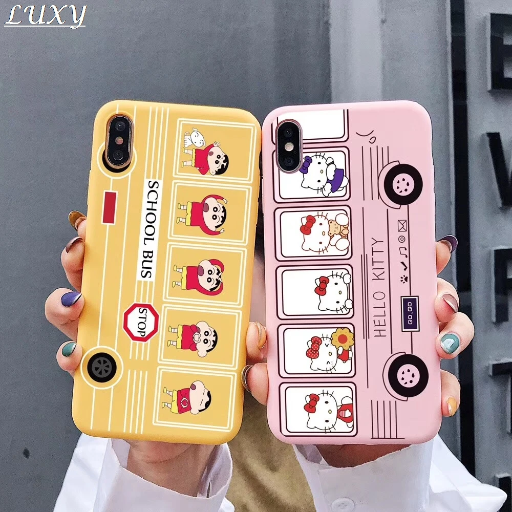 日本アニメバスクレヨンしんちゃんキティ猫電話カバー Iphone 7 8 6 6s プラス 11 プロ X Xs 最大 Xr キャンディー Tpu ケースケース S フィットケース Aliexpress