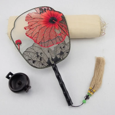 Ручная работа шелк тутового Готовая вышивка Сучжоу вентилятор двухсторонняя вышивка животные птицы и цветы вентилятор серии 12