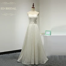 Simple Elegant A Line Sweetheart Floor Length Lace Wedding Dress Corset Back Bridal Wedding Gown robe de mariee