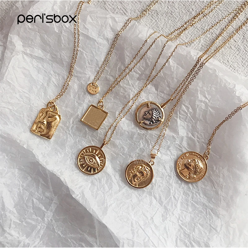 Peri'sBox 925 пробы подвеска в виде серебряной монеты ожерелье для женщин Мини малахитовые Подвески медальон многослойное ожерелье