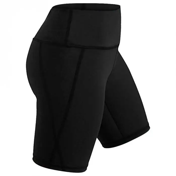 Женские быстросохнущие плотные Короткие штаны для йоги с высокой талией для управления животиком-MX8