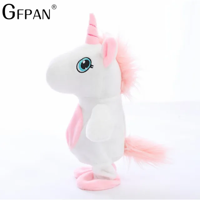 Hot Sale 25cm Magic Unicorn Walking& Talking Stuffed Animal Horse Toy Sound Record Unicorn Plush Fantasy Gift for kids 4