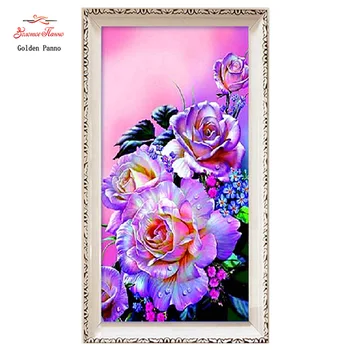 

Golden Panno,Needlework,Embroidery,DIY Floral Painting,Cross stitch,kits,11ct purple rose home Cross-stitch,Sets For Embroidery