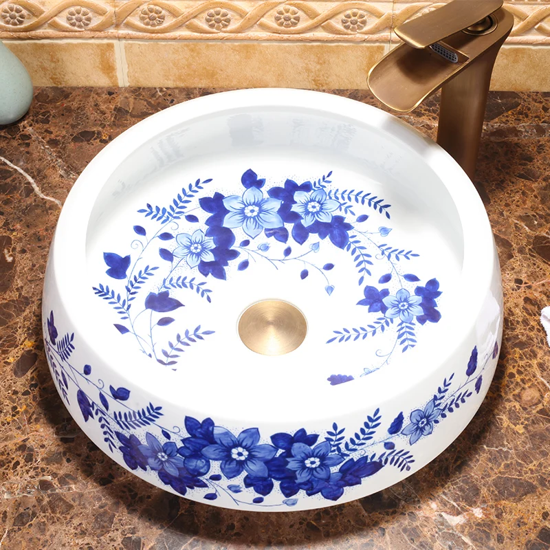 China Artistic Handmade Ceramic Bathroom Sinks Lavobo Round Counter top vitreous china wash basin bathroom sinks (3)