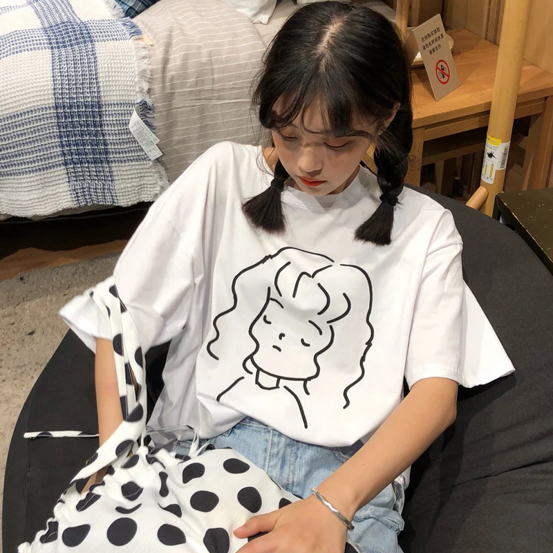 Camiseta Mujer 2019 Primavera Verano coreano Camiseta ropa de Mujer Ulzzang Harajuku impreso Kawaii Camiseta de manga corta Mujer Camisetas Camiseta Mujer 2019 Primavera Verano coreano Camiseta ropa de Mujer Ulzzang Harajuku impreso Kawaii Camiseta de manga corta Mujer Camisetas