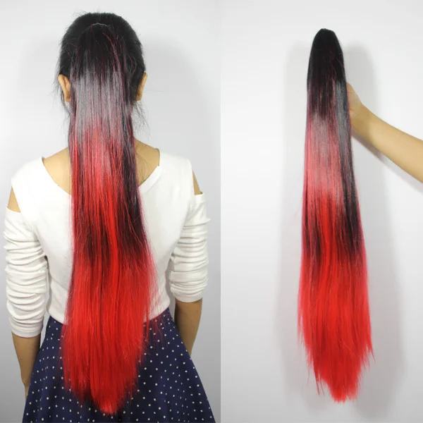 60 Cm Long Ombre Style Dip Dye Two Tone Straight Synthetic Hair