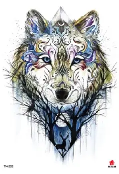

Temporary Tatoo Fake Tattoo Sticker Wolf Wolves Deer Forest Tattoos Stickers Tatouage Waterproof Flash Tatto For Women Girl Men